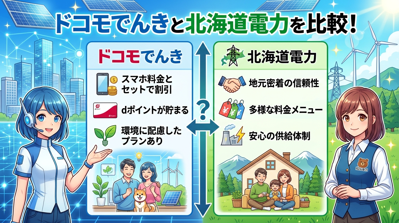 ドコモでんきと北海道電力を比較！